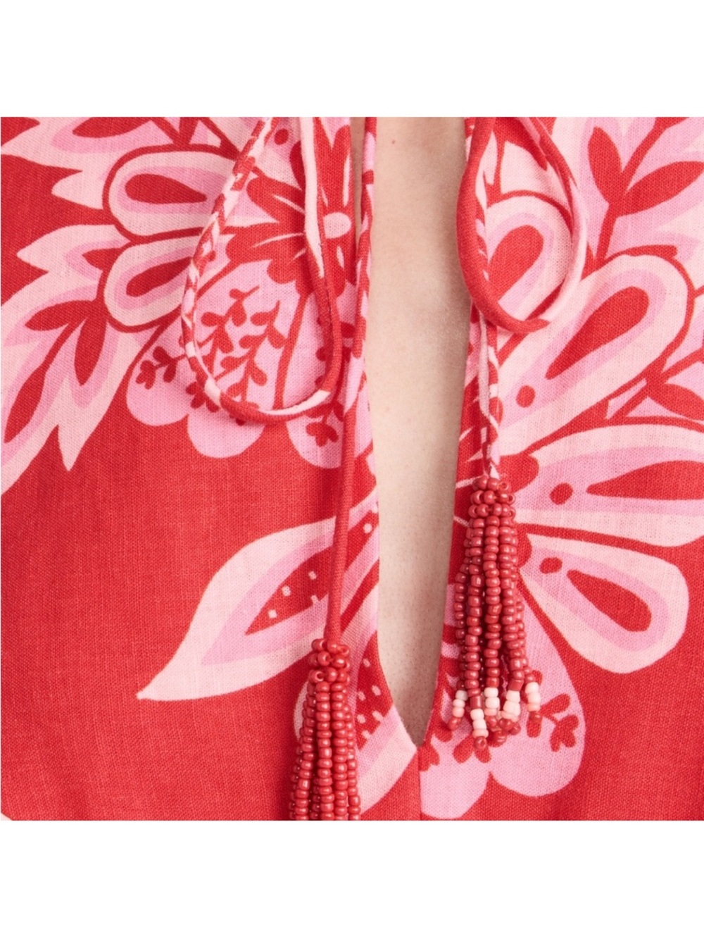 NEW FARM Rio Flora Tapestry Red Long Sleeve Mini Dress - Picture 7 of 11